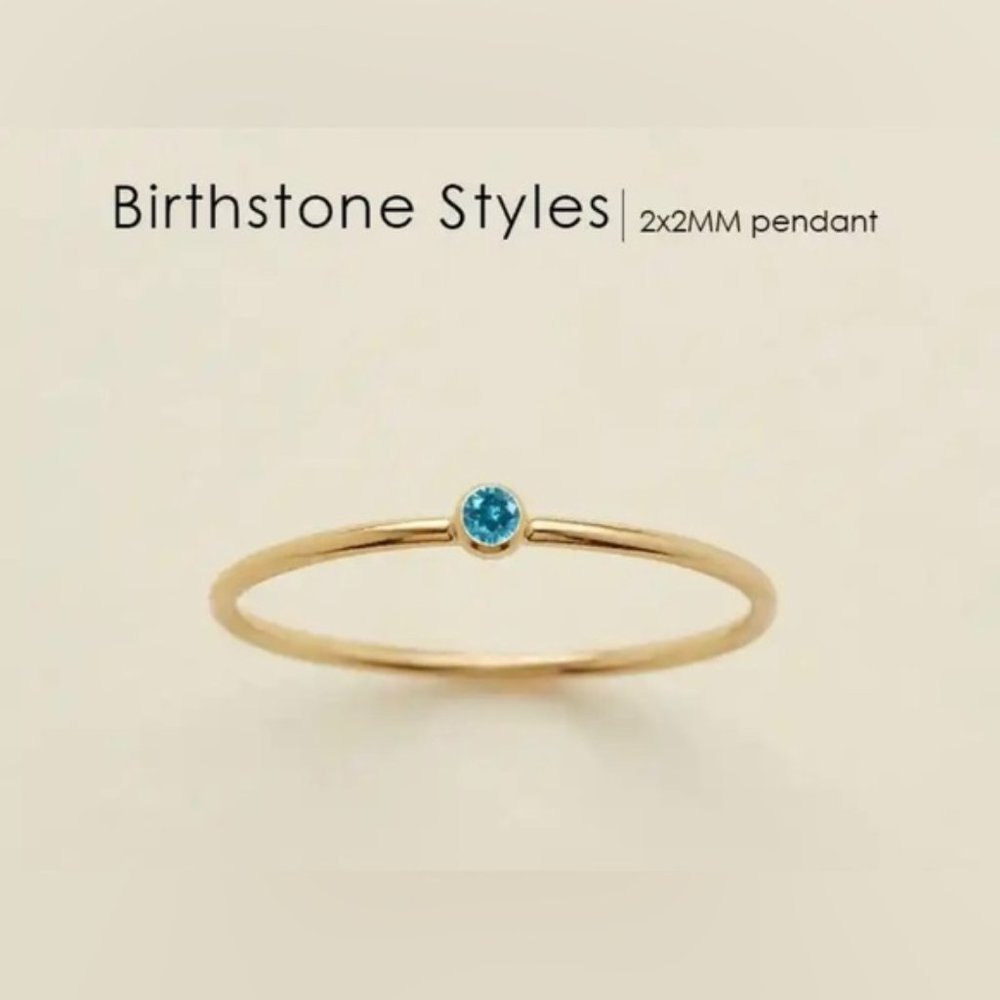 DECEMBER Aquamarine Birthstone 14K Gold Plated Ring
